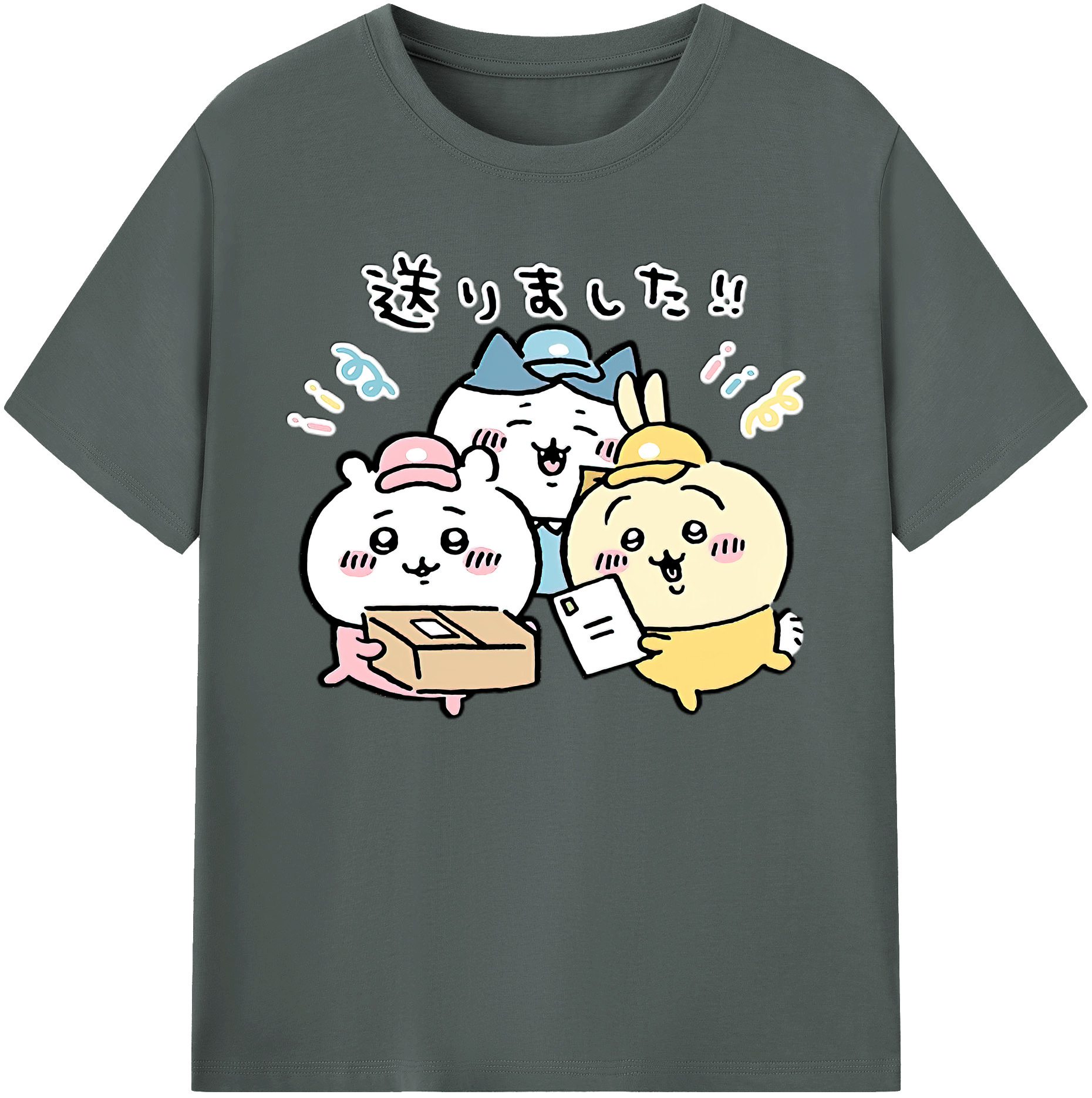 （画像用） ちいかわ ハチワレ Chii-kawa hachiware 綿100％ メンズ半袖Tシャツ｜肌触りやわらか＆通気性